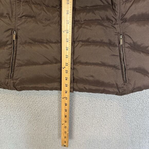 Eddie Bauer Puffer‎ Vest Womens L Brown Goose Down Zip Pockets Outdoor Faux Fur - Picture 4 of 7